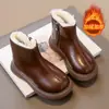 Botas Curtas para Meninas 2025 Outono e Inverno Novo Estilo Estilo Britânico Antiderrapante Solado Macio Botas Individuais com Dupla Camada de Algodão e Lã para Bebês e Crianças