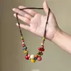 Collar de Cerámica con Cuentas de Estilo Étnico Bohemio Colorido para Mujer, Nuevo Estilo Chino, Cadena para Suéter con Colgante de Bola, Accesorios