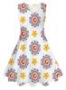 Vestido sem mangas para meninas com estampa completa de girassol, estilo casual transfronteiriço europeu e americano, garota da floresta ensolarada, impressão digital 3D