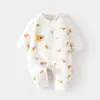 Macacão Matelassado para Bebê Recém-Nascido Algodão Fino Roupa Sem Ossos Outono e Inverno Algodão Puro Recém-Nascido 40g Roupa Borboleta Macacão para Bebê Rastejar