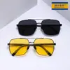 2026 Gafas de Sol Metálicas Polarizadas para Adultos Doble Puente Protección Solar Gafas de Sol para Exteriores Visera Gafas para Conducir Conductor 1819