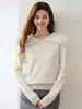 Suéter de Punto para Mujer Estilo Francés con Solapas Grandes Otoño 2026 Nuevo Estilo Holgado Perezoso Top Base
