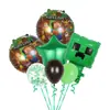 Conjunto de Balões de Folha de Alumínio Menino Pixelado de Jogo Desenho Animado Minecraft Conjunto para Festa de Aniversário Infantil