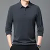 Camisa polo casual de manga larga popular para hombre de TikTok, nueva y versátil prenda de punto casual para hombre de otoño 2025