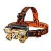 Linterna frontal LED de cinco focos para aeronaves, modelo nuevo, luz fuerte, recargable por USB, pequeña linterna de cabeza, linterna frontal para minería exterior, transfronteriza