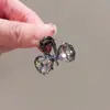 Presilha de cabelo tipo grampo com laço de cristal tamanho pequeno 2024 novo grampo para franja feminina grampo lateral grampo para testa acessório de cabelo grampo de cabelo