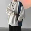 Suéter de retazos para hombre, retro y moderno, corte holgado, tejido de punto pullover otoño/invierno, estilo Hong Kong, ajuste relajado, cuello redondo, suéter de punto trenzado