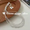 Diseño de Verano Estilo INS Coreano Collar de Plata de Ley S925 Cristal Transparente Suave Collar de Cuentas Facetadas Sensación de Alta Gama