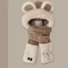 Chapéus de Outono e Inverno para Mulheres, Conjunto Completo de Cachecol, Chapéu e Luvas de Três Peças, Estilo Coreano Fofo Aconchegante Bordado Chapéu Quente