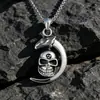 Collar de joyería de moda para hombre, colgante de calavera de luna, collar de acero de titanio, personalidad exagerada y genial SP230