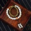 Pulseira Minimalista Dourada de Sândalo Verde e Contas de Bodhi Feita à Mão 8/10mm Joia de Sândalo Verde de Círculo Duplo Atacado