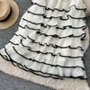 Falda de pastel estilo francés para mujer, de cintura alta, con volantes, en capas, falda de línea A con un diseño adelgazante, falda de hadas para verano