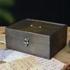 Caixa de Joias de Madeira Vintage Estilo Europeu, Caixa de Armazenamento de Madeira para Mesa, Baú de Tesouro Antigo, Pequena Caixa de Armazenamento, Recipiente de Armazenamento