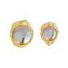 847 Niche Design Textura Irregular Novo Estilo Chinês Estilo Nacional Luz Luxo Moonstone S925 Sterling Brincos de Prata para Mulheres