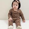 Traje de Ropa para el Hogar de Primavera y Otoño para Niñas, Estilo Occidental para Bebé, Infantil, Personalizado, Moderno, de Marca, Estilo Coreano, Estampado de Leopardo, Pantalones de Otoño, Pijama, Conjunto de Dos Piezas