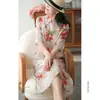 Mejora Vestido Cheongsam 2026 Verano Nuevo para Mujer Estilo Étnico Artístico Retro Reductor de Edad Vestido de Moda