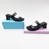 Pantuflas de tacón alto de estilo de moda transfronterizo para mujer, verano, transparentes, color sólido, versátiles, elegantes, tacón grueso para mujer, talla grande, tacones de aguja