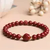 Pulsera de Cuentas Redondas con Patrón de Loto Dorado y Arena Morada para Mujer, Pulsera Auspiciosa para el Año de Nacimiento, Fuente Viva
