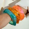 Joyería Transfronteriza Europea y Americana, Pulsera de Resina Translúcida Degradada Estilo Ins, Pulsera de Accesorio para Mano Exagerada de Cara Ancha con Degradado Redondo