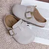 Chinelos Retrô Infantis para Primavera e Outono, Sapatos de Praia Fechados Antiderrapantes para Meninas, Sapatos Versáteis de Solado Grosso Estilo Birkenstock