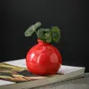 Rojo Retro Cerámica Pequeño Jarrón Boda Inauguración Año Nuevo Botella de Aromaterapia Escritorio Ceremonia del Té Hidropónico Decorativo Pequeños Adornos