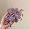 Goma para el pelo scrunchie retro estilo francés azul ballet con perlas, liga de satén para coleta, accesorio para el cabello para mujer, versátil