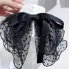 Acessórios de Cabelo com Laço Grande Estilo Coreano Grampo de Cabelo de Renda Presilha para Parte de Trás da Cabeça Grampo de Cabelo Presilha de Mola Laço de Renda com Bolinhas