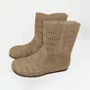 Estilo Britânico Versátil Meia-Panturrilha Renda Respirável Design de Furos Verão Nova Sandália Feminina Toque de Luxo Botas Femininas