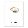 Latón que conserva el color/piedra natural/hecho a mano goteo de aceite hoja de oro moda nicho europea y americana anillo pulsera abierta ajustable para mujer