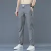 Pantalones de Vestir Deportivos Casuales para Hombre de Seda Helada de Verano, Delgados, Holgados, de Pierna Recta, Color Sólido, Versátiles