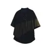Camiseta Masculina de Renda Vazada com Cadarço e Decote V de Manga Curta Estilo Old Money Tamanho Plus Size Marca Tendência Jacquard de Alta Qualidade Respirável Top Charmoso