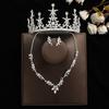 Conjunto de três peças para noiva: coroa, colar e brincos. Acessórios de cabelo para casamento. Acessórios de casamento. Coroa estilo coreano.