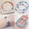 Cuentas de Acrílico 4*7mm Fondo Blanco Inglés Letra Dorada Letra Única Cuentas Planas DIY Accesorios para Joyería de Educación Temprana para Niños