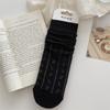 Calcetines Rayados Huecos Estilo Ballet para Mujer, Calcetines de Malla Delgada Transpirables de Media Pantorrilla para Verano, Calcetines Holgados Dulces con Borde de Volantes
