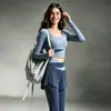 Conjunto de Yoga Elástico de Secado Rápido para Mujer, Crop Top de Manga Larga con Bloques de Color, Pantalones Falsos de Dos Piezas, Cintura Alta Control de Abdomen, Ropa de Pilates y Fitness