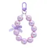 Llavero Colgante Cadena de Cuentas Color Caramelo Acrílico Corazón de Niña Lazo Cadena para Teléfono Móvil Funda para Auriculares Decoración de Bolsa