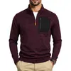 Ropa de hombre transfronteriza, talla US, sudadera con forro polar catiónico para otoño e invierno, sudadera con media cremallera y cuello alto con bolsillos de parche para hombre en Amazon