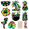 Decoração de Festa Havaiana de Novo Produto Transfronteiriço Etiqueta Cartão Raspadinha DIY Verão Crianças Colorido Cartão Raspadinha Havaiano