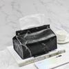 En Stock estilo ins europeo caja de pañuelos marmoleada sala de estar del hogar Bolsa de almacenamiento de cuero multifuncional para coche