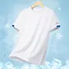 Atacado Transfronteiriço Tiktok Live-Stream Venda Quente Camiseta de Seda de Gelo para Homens, Nova Secagem Rápida Respirável Caimento Solto Gola Redonda Casual Manga Curta