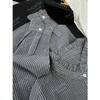 Yuran 26 Estilo Novo de Início de Primavera Fio de Algodão Pima Tingido em Fio Listras Bolha Renda Gola Alta Pequena Camisa Casual Fashion