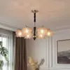 Luminárias para Sala de Estar e Sala de Jantar Estilo Francês Meio do Século Americano Retrô Madeira Maciça Âmbar Vidro Atmosfera Lustre de Quarto de Luxo