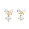 Pendientes de Plata S925 con Lazo y Borla de Circonita, Súper Brillantes y Dulces, Pendientes Elegantes para Mujer, Accesorios de Lujo de Gama Alta Más Vendidos