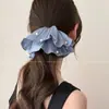 Scrunchie de Renda Estilo Coreano para Mulheres 2026 Novo Estilo Elástico de Cabelo Estilo Preguiçoso Corda de Cabelo Grande Acessório para Coque Flor de Cabelo