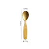 Mango cuadrado de titanio puro juego de cubiertos portátil para niños cuchara y tenedor para comida de bebé cuchara y tenedor juego de cubiertos para jardín de infantes pequeño de cristal de hielo