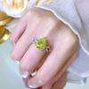 Longlong Joyería de Oro Nuevo Anillo de Plata S925 con Diamante de Alto Carbono Forma de Pera 10*12 Verde Oliva para Mujer Moda Estilo Europeo y Americano