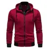 Nueva chaqueta con capucha holgada de color liso casual para otoño e invierno, forrada de polar, con doble cremallera, top de otoño de manga larga