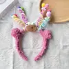 Faixa de Cabelo Fofa para Lavar o Rosto para Mulheres 2024 Nova Headwear de Desenho Animado Faixa de Cabelo Faixa de Cabelo Grampo de Cabelo de Pelúcia Presente Venda por Atacado