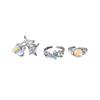 Anillo de Diamante Estrella Cruzada de Alto Grado para Mujer Anillo de Nicho Moderno Juego de Tres Piezas Anillo de Dedo con Piedra de Luna Distintiva