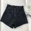 Comercio transfronterizo cintura línea A súper altos nuevos pierna recta pierna ancha gris verano corte ajustado con botones shorts de mezclilla mujer ajustados 2